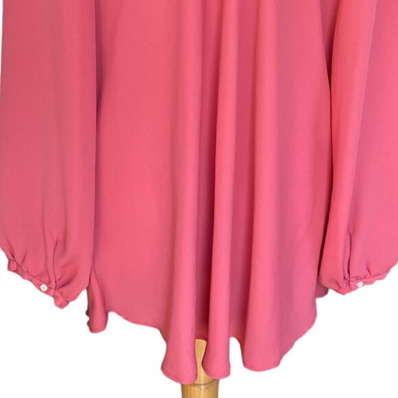 Lands' End Cowl Neck Blouse Sz 26W Rose Pink Chiffon Office Professional Tunic - Picture 9 of 14
